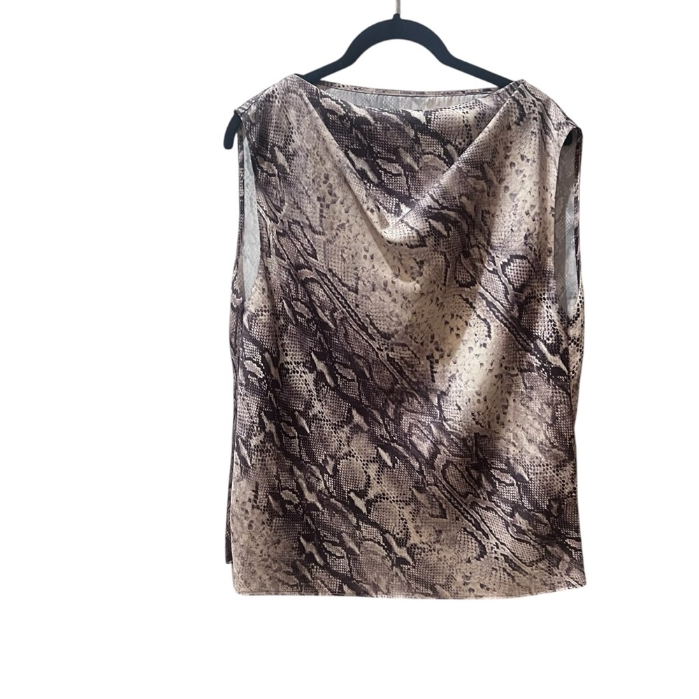 RtA Snakeprint Sleeves Blouse Cowl‎ Neck Tan Black Size Medium